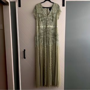 Adriana Papell Green Sequin Gown